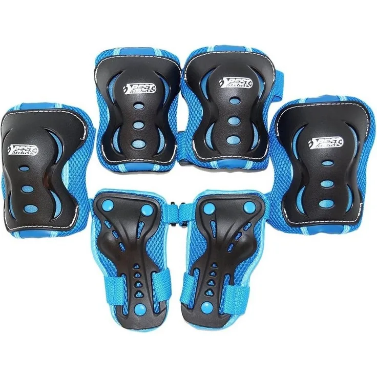 Best Sporting Schützer Set HQ, Kinder Knie-, Ellenbogen- und Handgelenkschützer, Größe XS/S M M, blau/schwarz