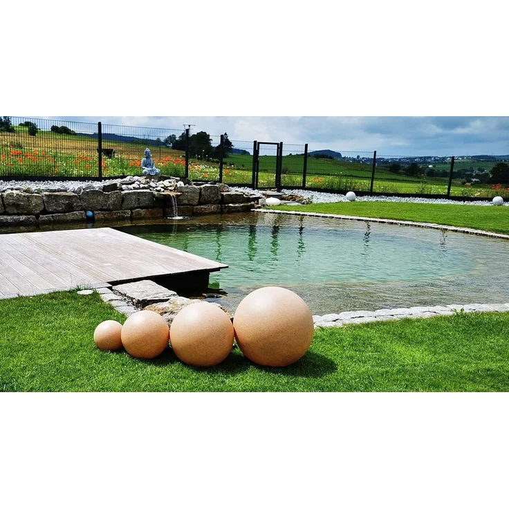 TRANGO LED Gartenleuchte, 1er Set 200SB IP65 Gartenkugel in Sandstein-Optik mit 20cm Durchmesser inkl. 1x E27 LED Leuchtmittel & ca. 5 Meter IP44 Kabel *SANDSTONE*, Kugelleuchte, Gartenleuchte, Leuchtkugel, Kugellampe – Bild 3