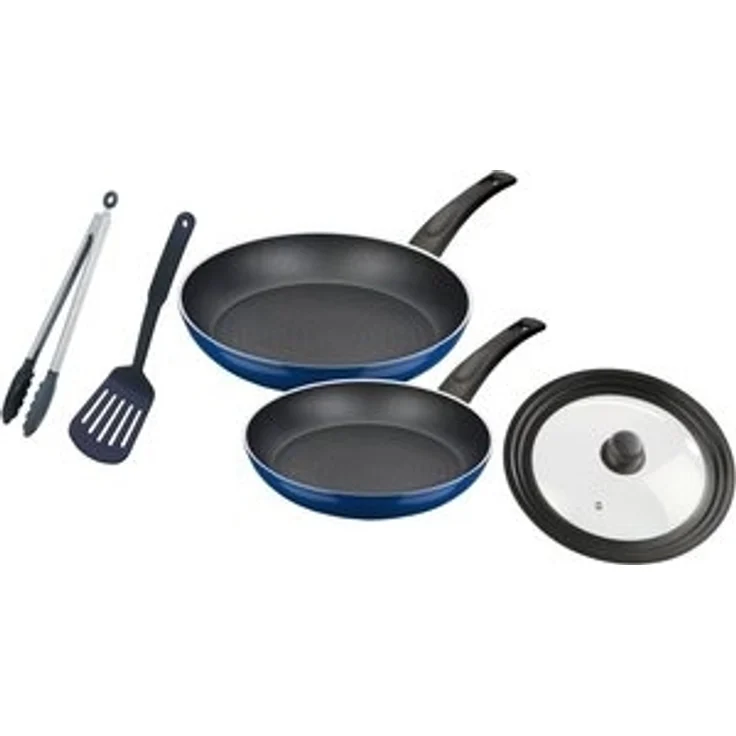 GSW Pfannen-Set Dream Line, Aluminium (Set, 5-tlg, je 1 Pfanne 24/28cm, 1 Deckel 24-28cm, 1 Pfannenwender, 1 Multizange), Antihaft-Versiegelung, Wabenboden, Induktion – Bild 6