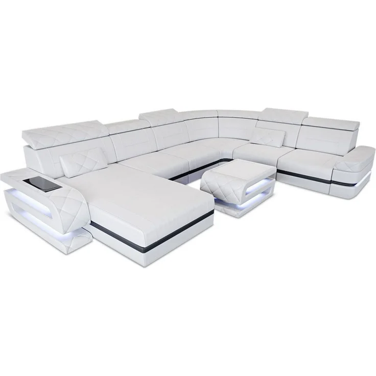 Sofa Dreams - XXL Wohnlandschaft Bologna aus Leder – Luxuriös - Ledermix - schwarz - Links – Bild 9