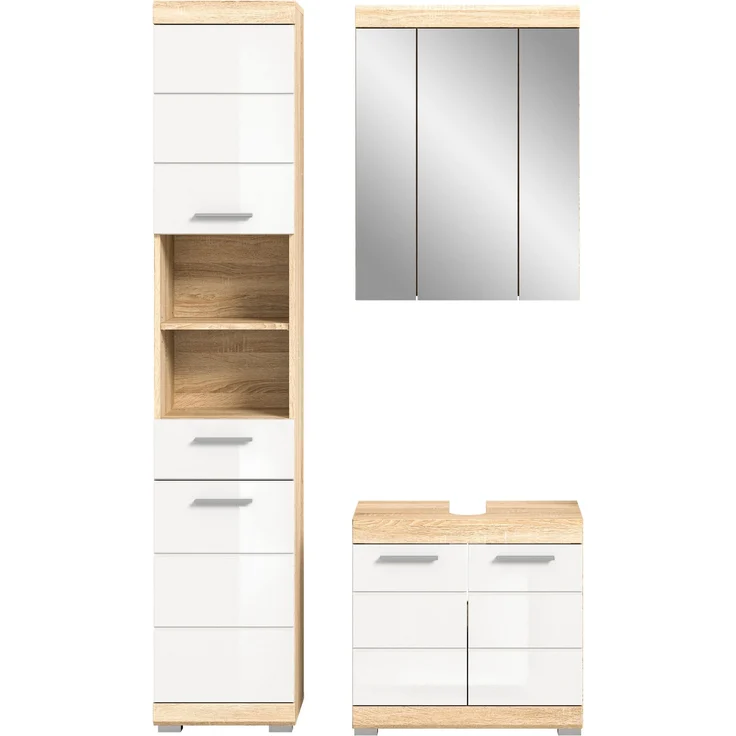 Badezimmer-Set >Lambada< in sonoma eiche hell/weiß - 112x191x34cm (BxHxT) – Bild 2