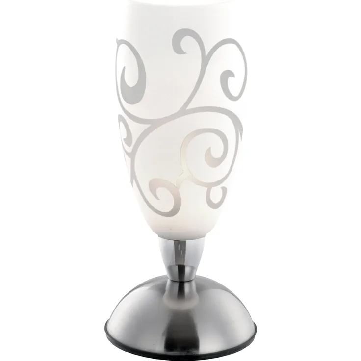 Tischlampe, Metall, nickel-matt, Chrom, Opal