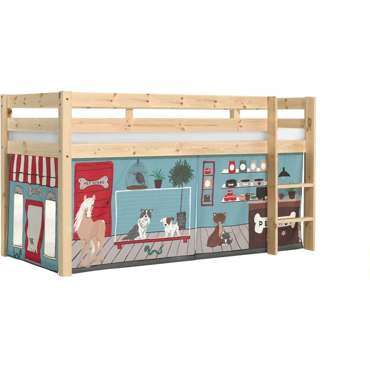 Kinderbett Karolina 210x114x106 Massivholz Natur Textilset Pet Shop – Bild 2