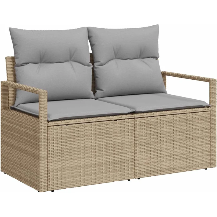 vidaXL Sofa Set 6 stk. Beige und Hellgrau Polyrattan und Stahl 3447255 – Bild 3