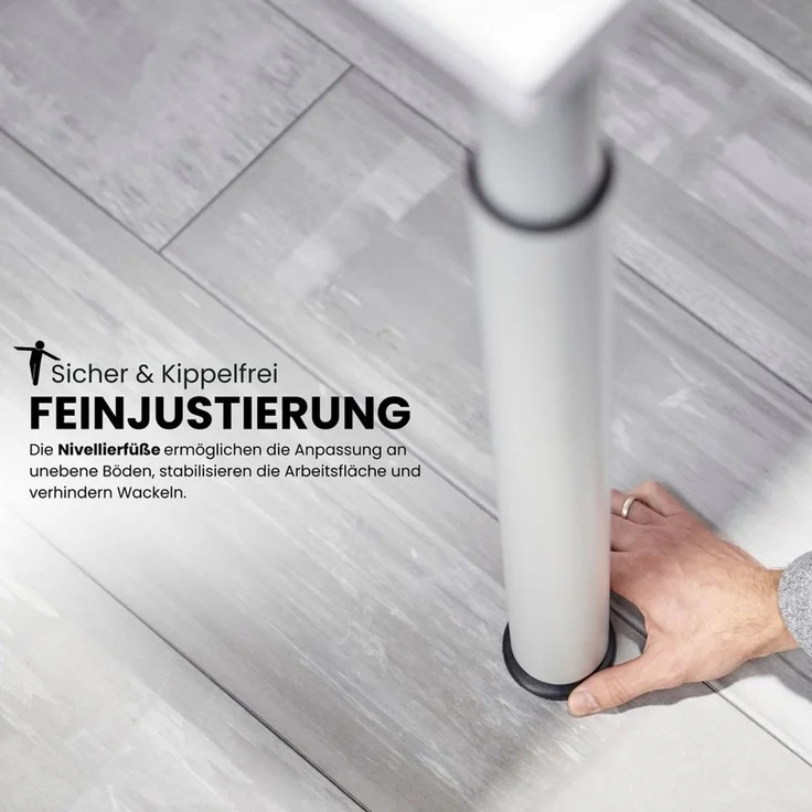 bümö Schreibtisch Serie-Y höhenverstellbar, Rechteck: 180 x 80 cm - Dekor: Grau - Gestell: Graphit – Bild 4