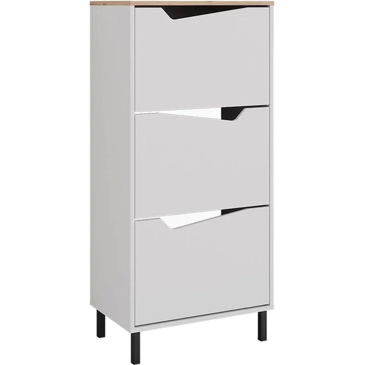 Schuhkipper Marelle Weiß/Artisan 60 x 129.5 cm mit 3 Fächern Vicco – Bild 1