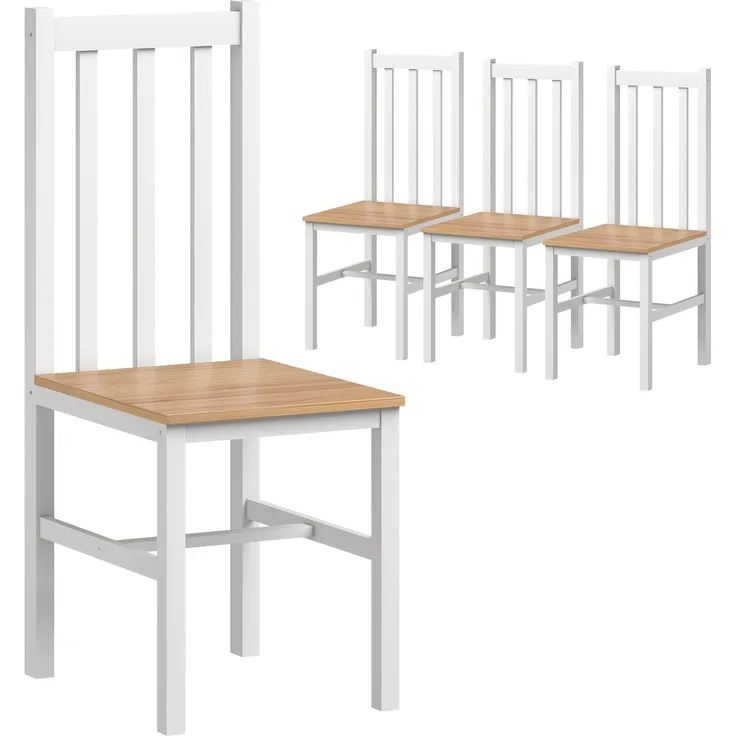 MELAYR, 4er-Set Küchenstühle Esszimmerstühle Stühle, Massivholz, modernes Design, 38 5 cm x 47.5 cm x 99 cm, Naturholz