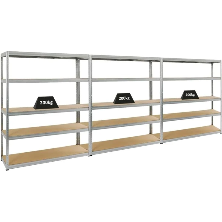 PROREGAL Mega Deal 3er-Set Schwerlastregale Giant Elephant 180 x 150 x 45 cm mit 5 Ebenen Fachlast 200kg Verzinkt, Kellerregal, Steckregal, Garagenregal, Lagerregal