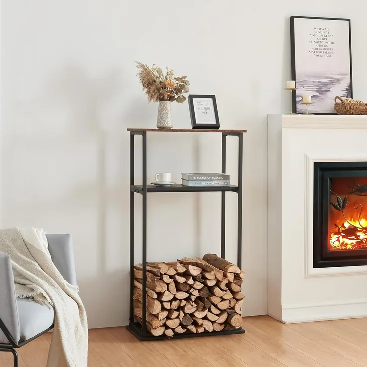 Kaminholzregal Turku mit Ablagen 60x30x112cm [en. casa]