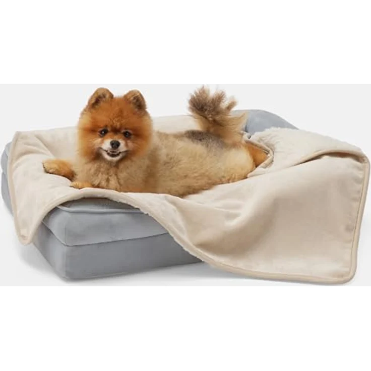 Lesure wasserdichte Hundedecke kleine Hunde - 80x60 cm Outdoor Hundedecke waschbar, Hundedecke Sofaschutz aus Sherpa Fleece, Katzendecke flauschig und weich, cremefarben – Bild 9
