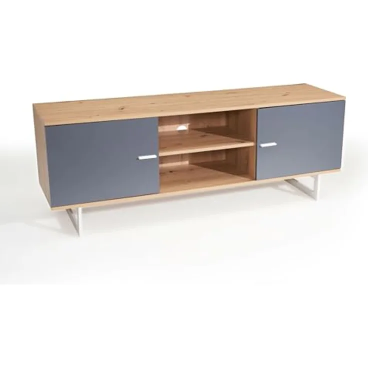 Livetastic Lowboard, Grau, Eiche, Metall, stehend, 150x55x40 cm, für Wohnzimmer und Wohnwände