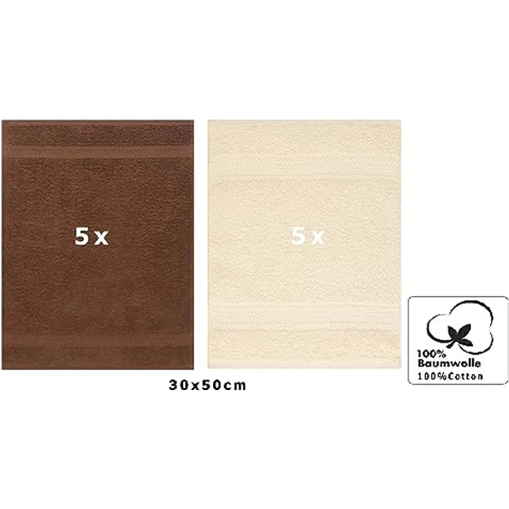 Betz Gästehandtücher 10 Stück Gästetuch Set Premium 30x50 cm Farbe nussbraun und beige, 100% Baumwolle (Set, 10-St) – Bild 3