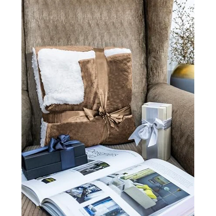 Wohndecke in Lammfell‑Optik - Kuscheldecke flauschig – Sherpa Fleecedecke, Gräfenstayn, Warme Wolldecke & Sofaüberwurf Tagesdecke für Couch & Sofa – Bild 7