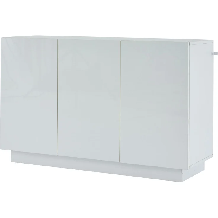 DESVIAE Sideboard mit LED-Beleuchtung und 3 Türen, 120x75x40 cm, Spanplatte, Weiß – Bild 8