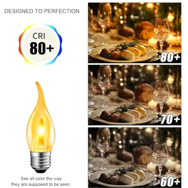 LVWIT E27 Flammen Glühbirne Warmweiss 1W, Flammeneffekt Licht T35, Flackernde Lampe LED Flackerlicht Flackerlampe für Zuhause Garten Bar Halloween Weihnachten, Ersetzt 3W Glühlampen, 1800K, 6er Pack – Bild 5