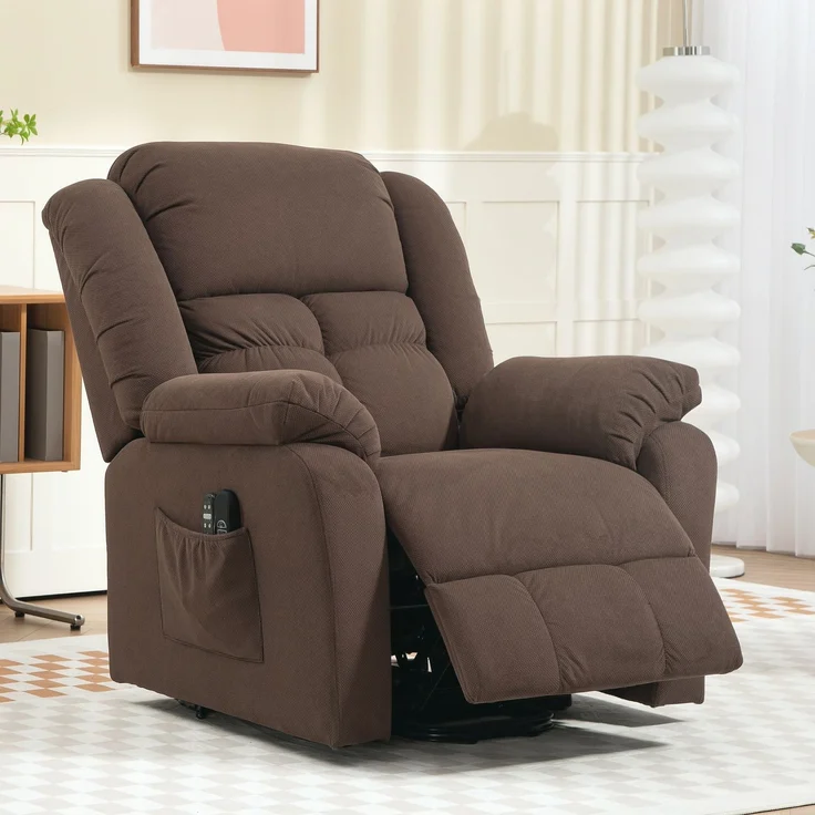 HOMCOM Fernsehsessel mit Aufstehhilfe, Polyester, Stahl, Braun, 92B x 102T x 104H cm – Bild 2