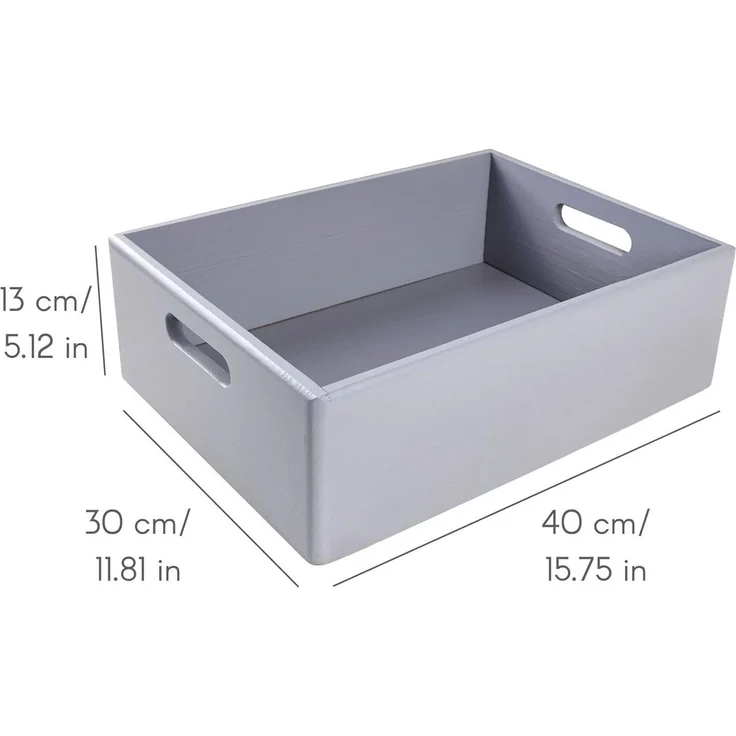 Creative Deco Holzkiste XXL Obstkiste Korb 40x30x13cm (1cm) mit Griffen ohne Deckel, mit Griffen, ohne Deckel – Bild 1