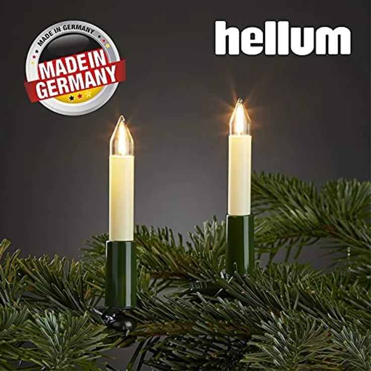 Hellum Lichterkette Weihnachtsbaumbeleuchtung, 16,3 m mit LED-Filament Schaftkerzen in elfenbein, für Innenbereich, VDE/GS zertifiziert – Bild 6