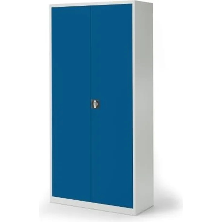 Soennecken Flügeltürenschrank 195x92x60cm lichtgrau Türen enzianblau