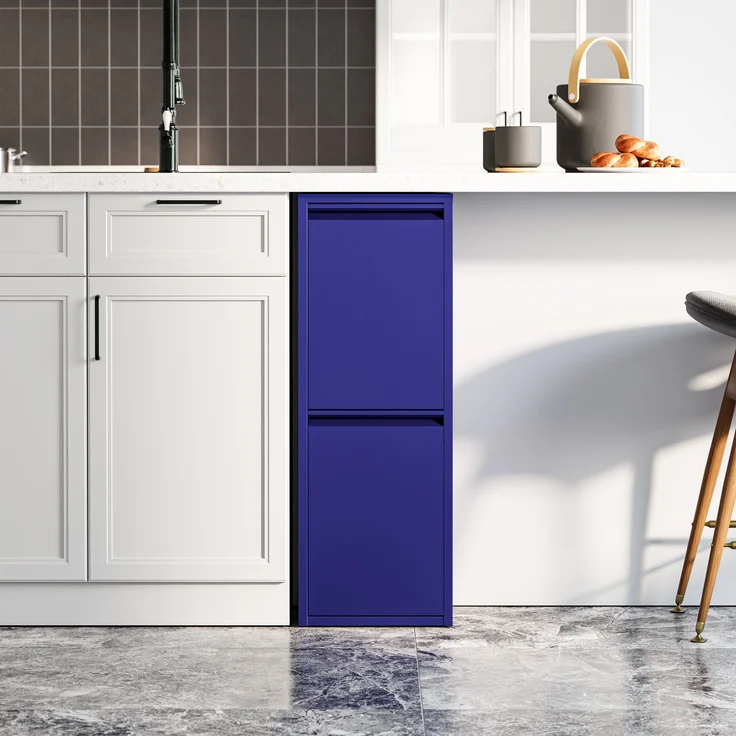 Mülltrennschrank Sollentuna Metall 2x14 L Nachtblau [en. casa] – Bild 4