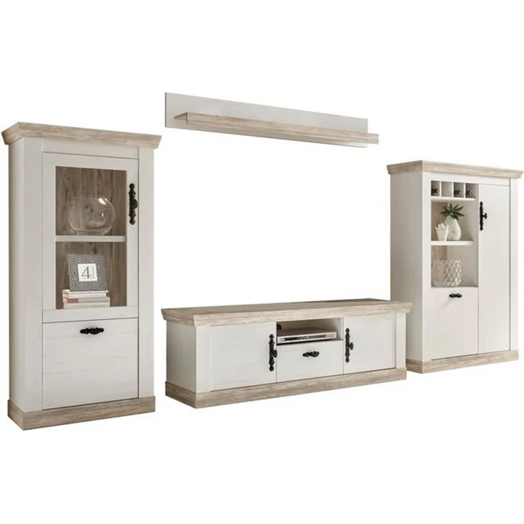 Home affaire Wohnwand Florenz 3, (Set, 4-St), im romatischen Landhauslook – Bild 4