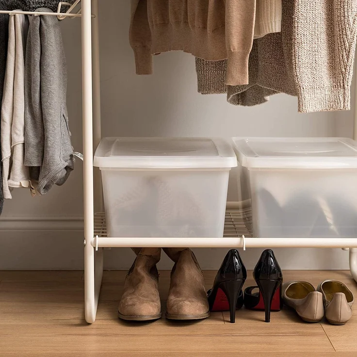 Iris Ohyama Kleiderständer mit Drahtregal, 1 Ebene, Weiß, Modernes Design, Robuster Rahmen, Rutschfest, Für Schlafzimmer, Studio, Schrank, Kleidung & Schuhe, Wäscheständer, Einfacher Aufbau, PI-B5M – Bild 4