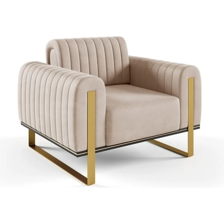 Sessel Designersessel VALERIE in Stoff Elisa Velvet Beige – Bild 4