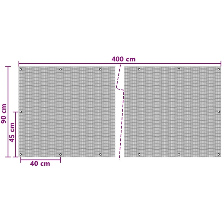 vidaXL Balkonsichtschutz mit Ösen 400 x 90 cm Poly-Rattan Schwarz 42032650 – Bild 5