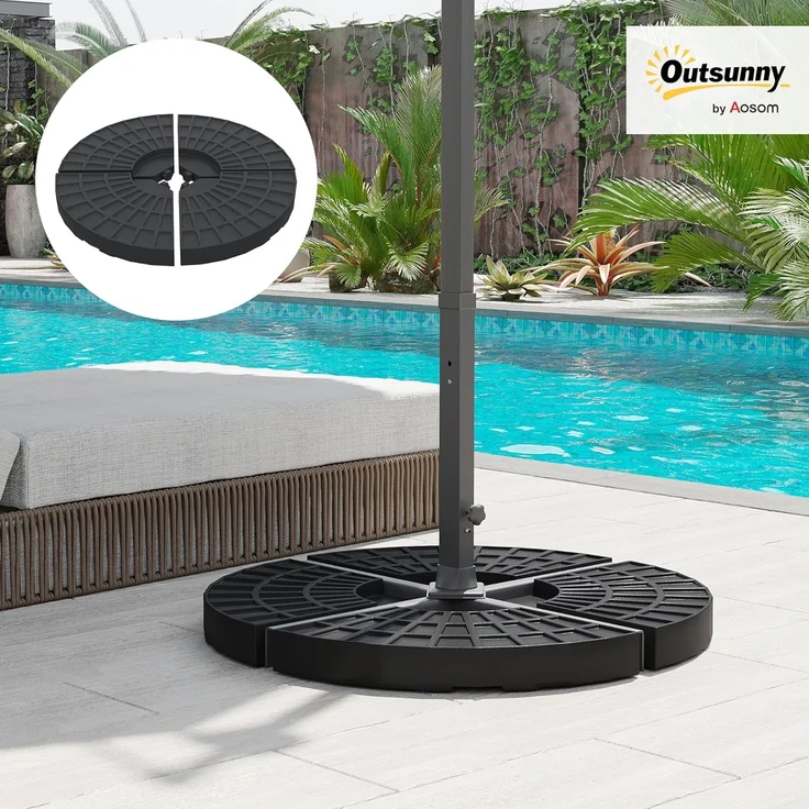 Outsunny Beschwerungsgewicht mit 52 kg Wasser oder 68 kg Sand befüllbar, Sonnenschirme mit Kreuzständer, (Sonnenschirmfuß, 1-tlg, Sonnenschirm), HDPE, Schwarz – Bild 2