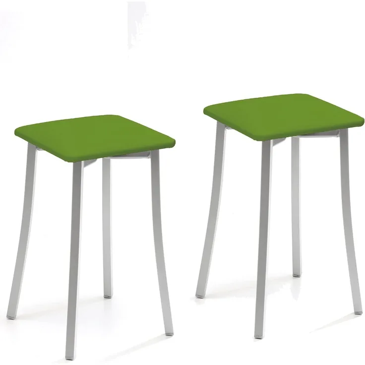 ASTIMESA Zwei Küchenhocker mit Beinen aus Kunstleder, Grün