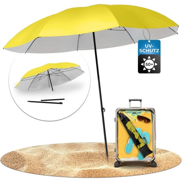 Styngard Sonnenschirm Reise Sonnenschirm Nizza, LxB: 180,00x155,00 cm, mit UV Schutz 50+ - Strandschirm Sonnenschirm Strand mit Abspannleinen – Bild 5