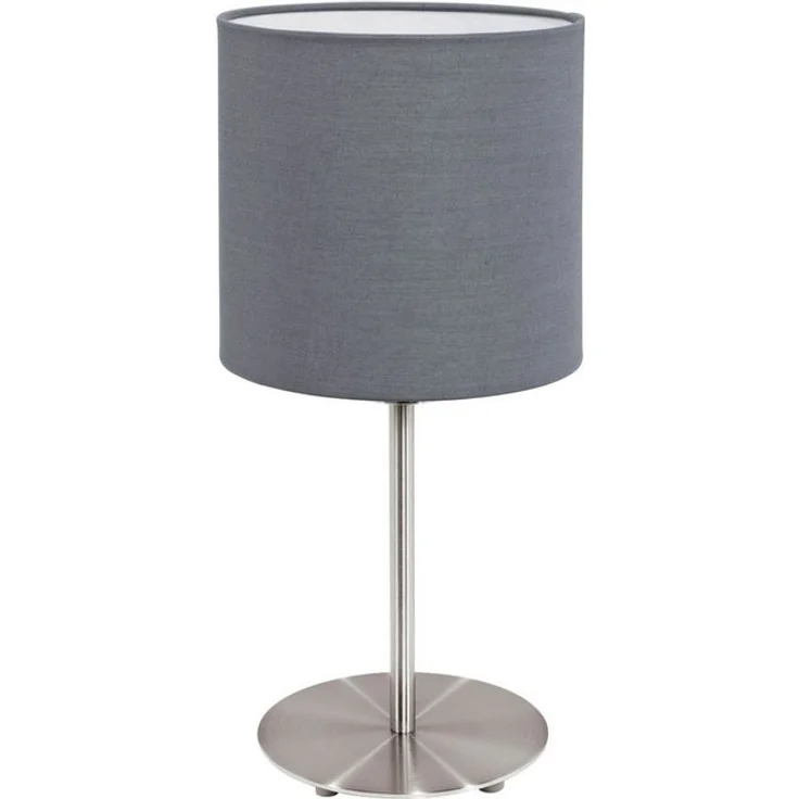 Eglo 31596 Tischlampe PASTERI nickel-matt, Textil grau E27 max. 1X60W H:40cm Ø18 mit Kabelschalter – Bild 4