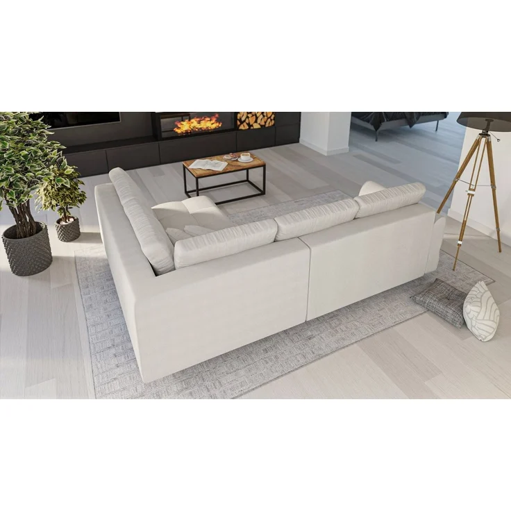 S-Style Möbel Ecksofa Cuba mit Holzfüßen im skandinavischen Stil, Ottomane links oder rechts bestellbar, mit Wellenfederung – Bild 2