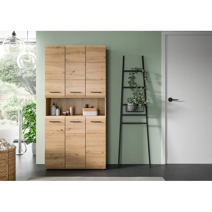 Mehrzweckschrank (B/H/T: 90x185x30 cm) in Artisan Oak Nachbildung und Artisan Oak Nachbildung – Bild 8