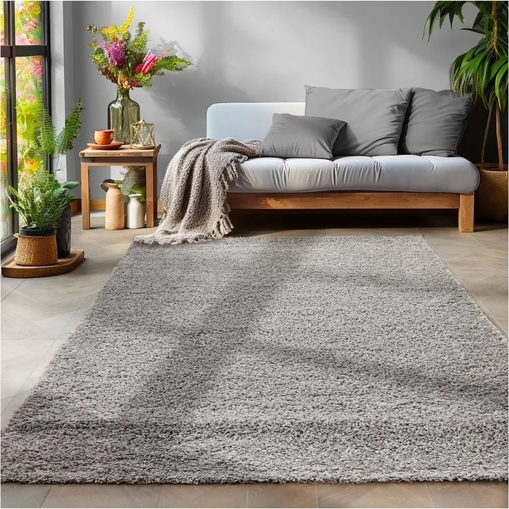 SIMPEX24 Teppich Unicolor - Einfarbig, Läufer, Höhe: 30 mm, Einfarbig Shaggy Teppich Wohnzimmer Langflor Versch. Farben und Größen – Bild 1