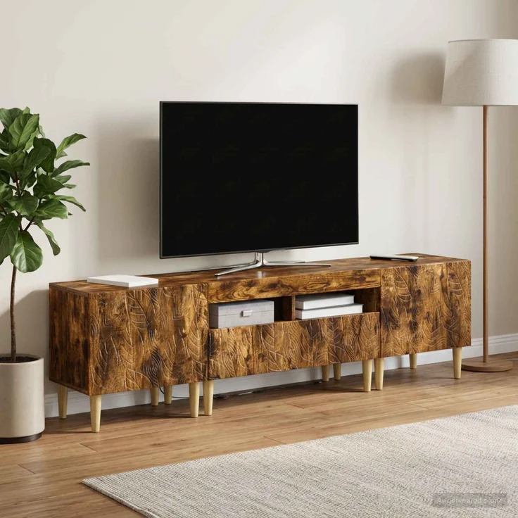 vidaXL 3-teiliges LED TV Regal DELFT Raucheiche Holzwerkstoff 3416765 – Bild 3
