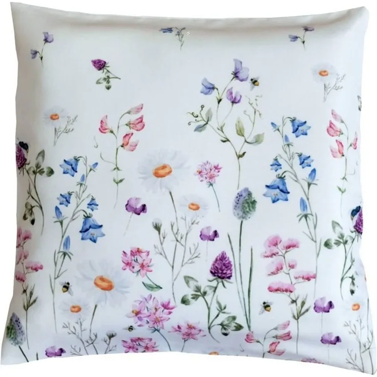 matches21 HOME & HOBBY Kissenbezüge Kissen-Bezug Wiesen-Blumen Frühling Sommer bunt 40x40 cm, (1 Stück), Wohnzimmer Kissen-Hülle als Deko-Kissen Zier-Kissen Sofa-Kissen