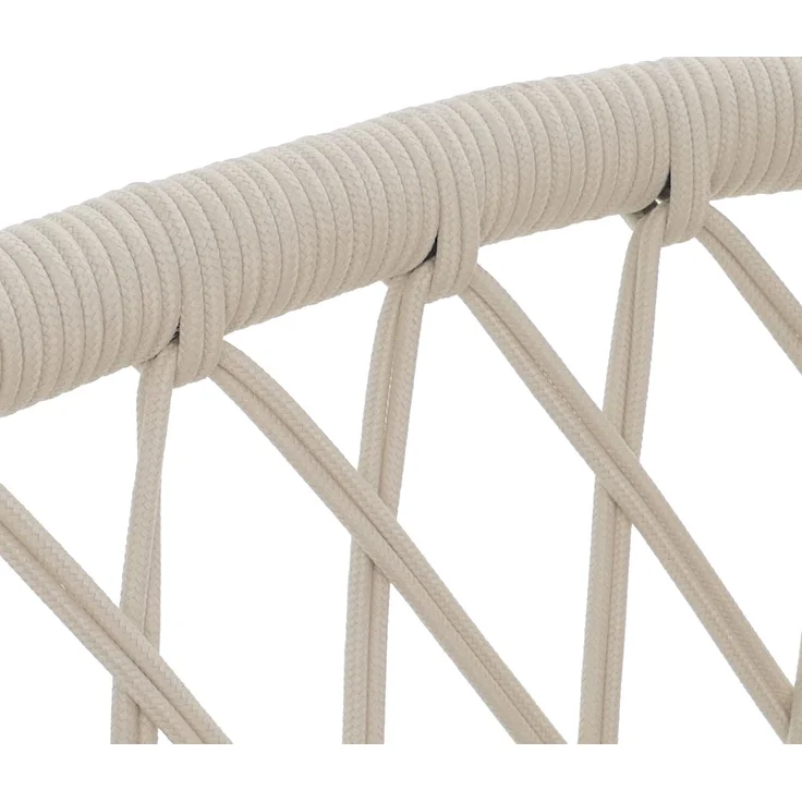 2er-Set Gartenstuhl HWC-Q38, Gartensessel Armlehne, Aluminium Seilgeflecht Rope ~ Gestell hellgrau, Polster creme – Bild 4