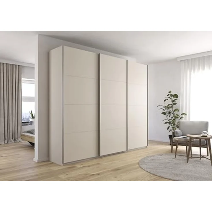 Rauch Möbel Kulmbach, Kleiderschrank mit Schwebetüren für Schlafzimmer, Kinderzimmer, Garderobe, Flur, 3-türig, mit Soft-Close-Funktion, Zubehör Premium, Farbe Beige, Breite 271 cm – Bild 2
