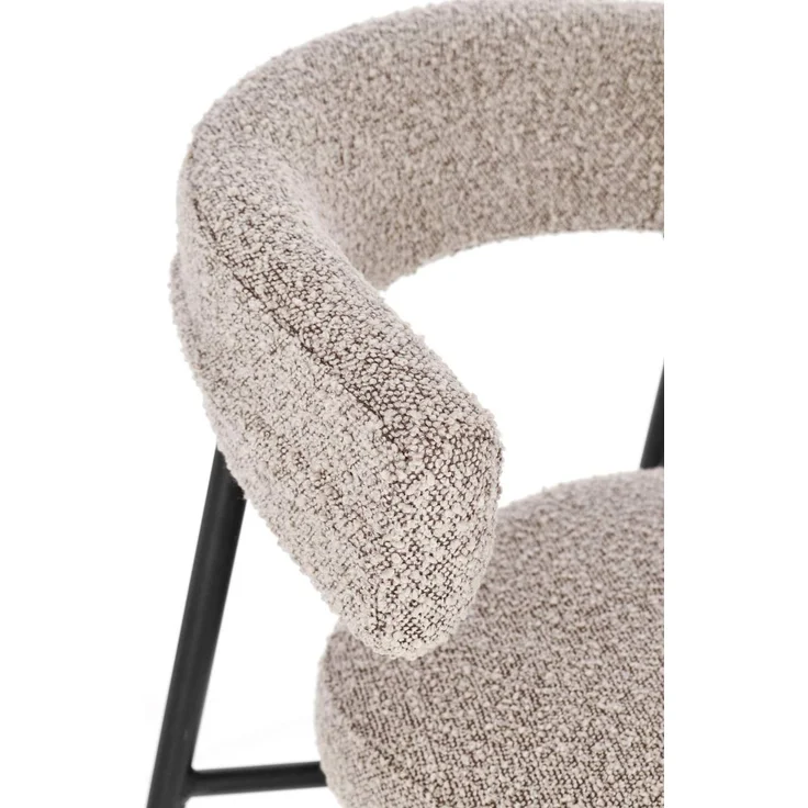 Esszimmerstuhl Amaia 4er-Set aus Boucle, modern gepolstert, grau, Metallgestell schwarz – Bild 5