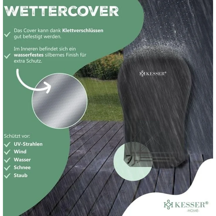 KESSER® Bistroset, 3-tlg, 2 klappbare Stühle, Gartentisch, inkl. Abdeckung, Metall Schwarz – Bild 8