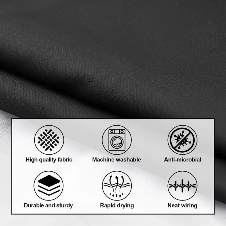 Duschvorhang 180x180 Anti-schimmel Wasserdicht Waschbar PEVA Schwarz H180 B180 – Bild 6