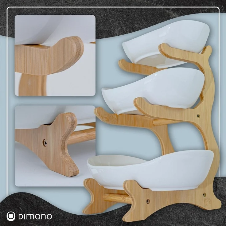 Dimono Etagere Deluxe Servier-Ständer, Keramik, (3-Etagen Servierschalen, Obst- & Gemüseschale), Servierschalen für Desserts, Obst, Gemüse, Süßes uvm. – Bild 2