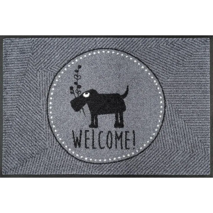 wash+dry by Kleen-Tex Fußmatte Herr Just, Welcome, rechteckig, Höhe: 9 mm, Schmutzfangmatte, Motiv Hund, mit Spruch, rutschhemmend