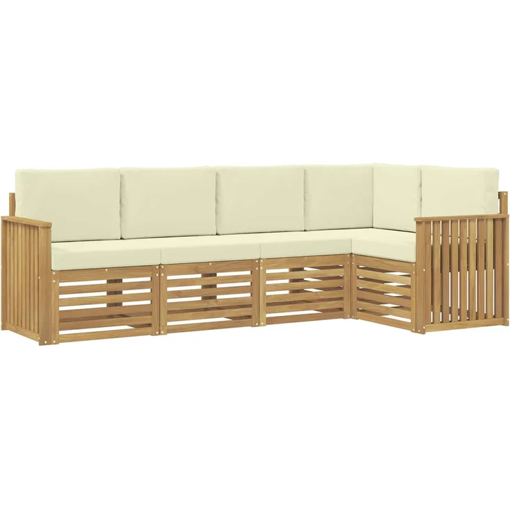 vidaXL Outdoor-Sofagarnitur 5 stk. 5-Sitzer Weiß und Creme Polyester 3391830 – Bild 2