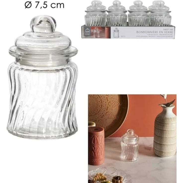 HOME DECO FACTORY, KA0259, Elegant Glass Candy Dish, ideal for Confectionery, Spices or Decorative Objects, with airtight lid for optimal Conservation, D7.5 cm, transparent – Bild 3