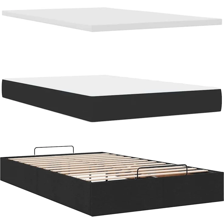 vidaXL Ottoman-Bett mit Matratze & LEDs Schwarz 120x200 cm Stoff 3312383 – Bild 8
