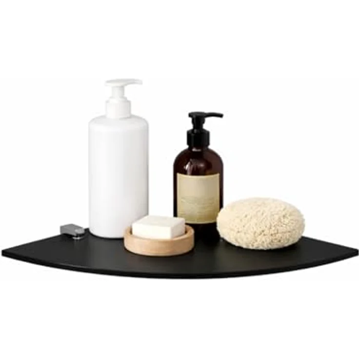 HOOZ Wandregal Eckregal aus Sicherheitsglas mit Halterung - Schwarz 35 x 35 x 0,6 cm, 1-tlg, mit geschliffenen Kanten – Bild 2