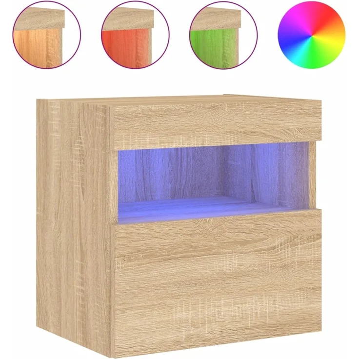 2 pcs TV-Wandschrank, TV Hängeboard mit LED-Leuchten. Sonoma-Eiche 40x30x40cm – Bild 7