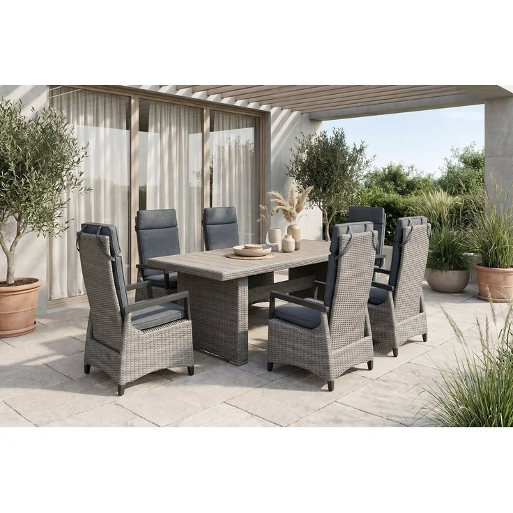 byLIVING Gartentisch BRISBANE (192 x 92, H 75 cm), Alu-Gestell, PE Rattan dunkelgrau Polywood naturfarbig – Bild 2